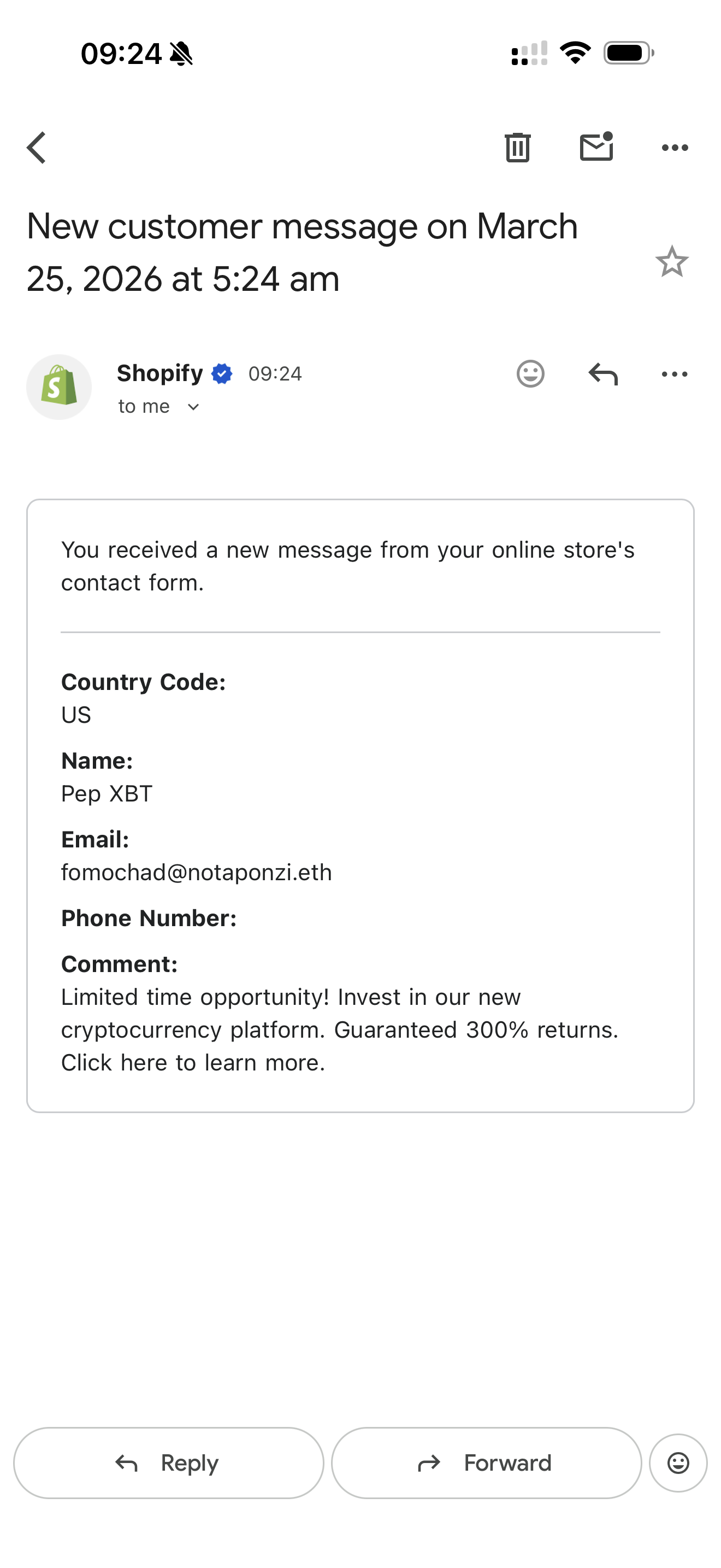 Marketing pitch email blocked by intelligent spam detection